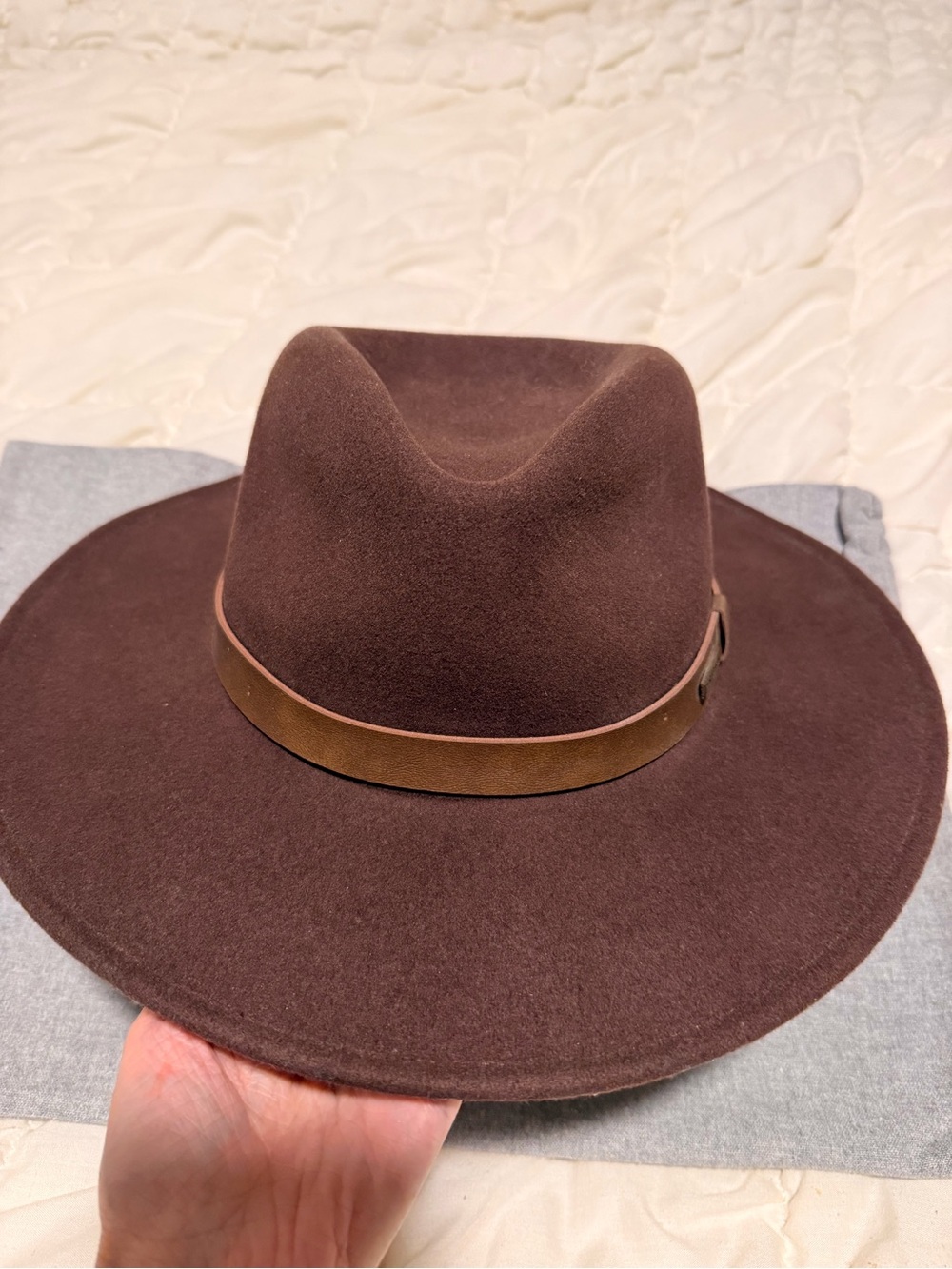 Pendleton Chocolate Brown Wool Felt Fedora with Leather Band vintage